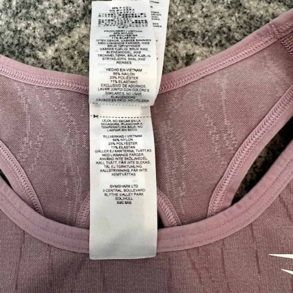 GYMSHARK Mercury Seamless Crop Tank sports bra‎ in lavender racerback size XS